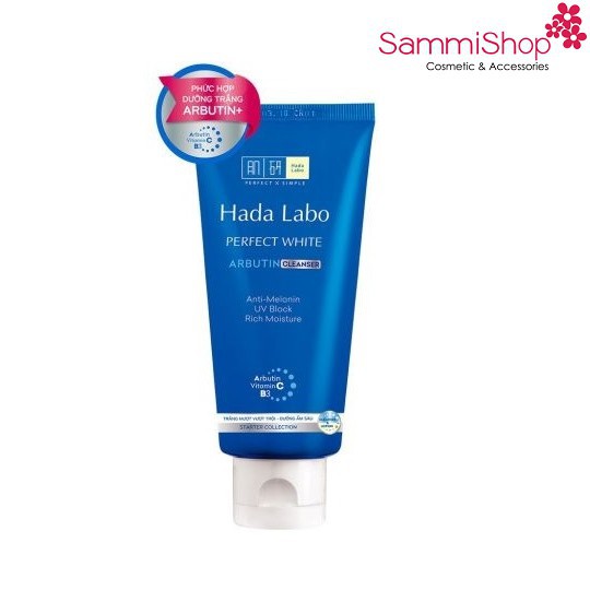 Kem rửa mặt dưỡng trắng Hada Labo Perfect White Arbutin Cleanser 80g (xanh )