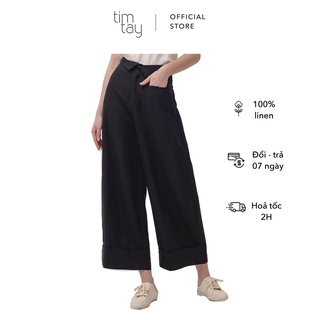 Timtay - kendo pants - quần linen dài ống rộng màu đen