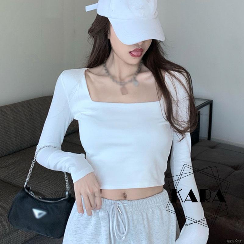 Áo Croptop Tay Dài Cổ Vuông Dáng Ôm Thời Trang Cho Nữ | BigBuy360 - bigbuy360.vn