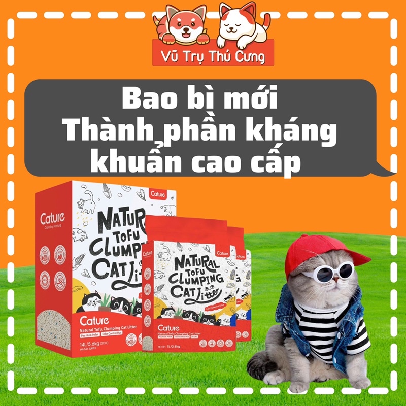 Cát vệ sinh cho Mèo, Cát đậu nành Tofu Cature 14L, khử mùi và vón cục hiệu quả