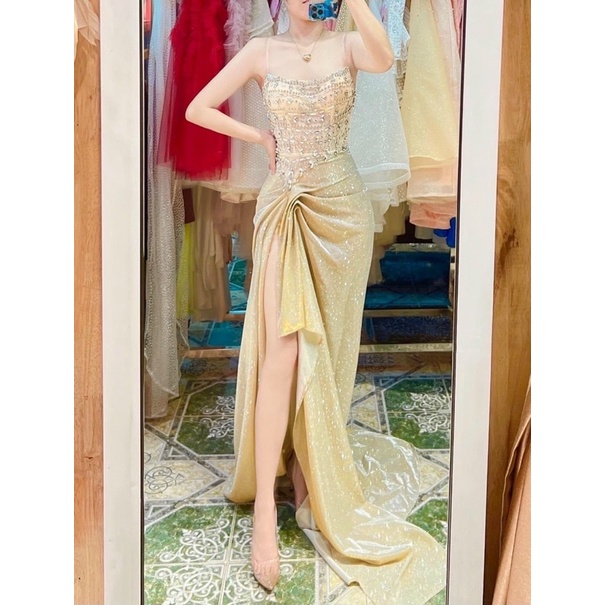 SIZE> 65KG ĐẦM CÚP NGỰC THUN KIM TUYẾN ĐÍNH ĐÁ