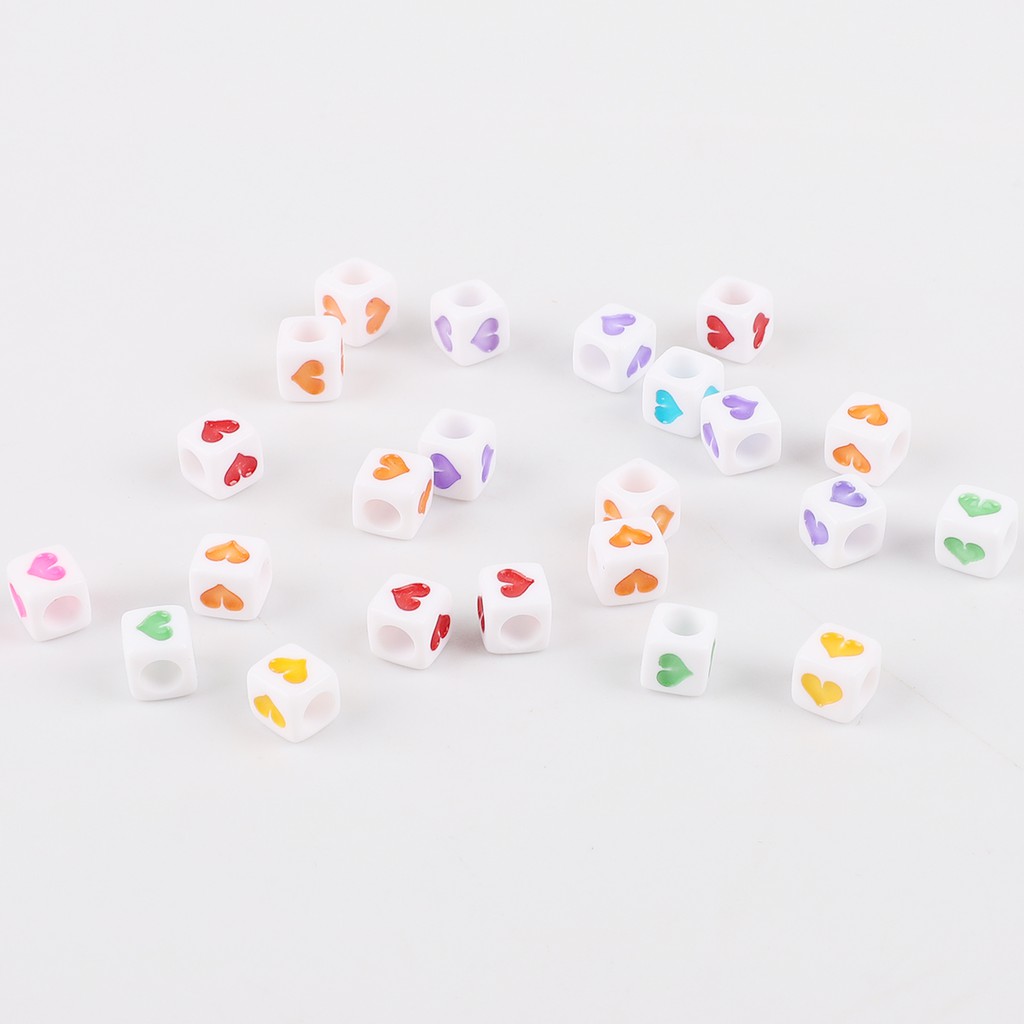 100 Hạt Xỏ Lỗ Beadia Hình Chữ Cái 6x6mm Dùng Làm Vòng Tay