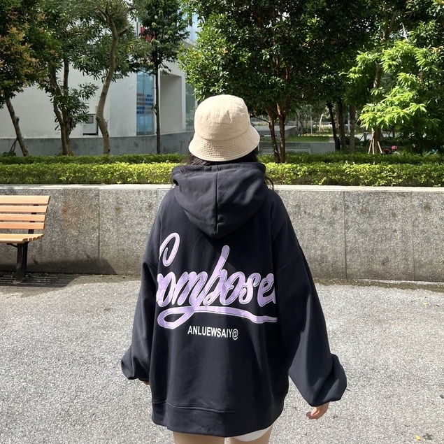 Áo Khoác Nỉ Ngoại Anluew Cam và Đen PEONYB Unisex [FREESHIP] Hoodie zip form rộng tay bồng in chữ cá tính hàn quốc đẹp