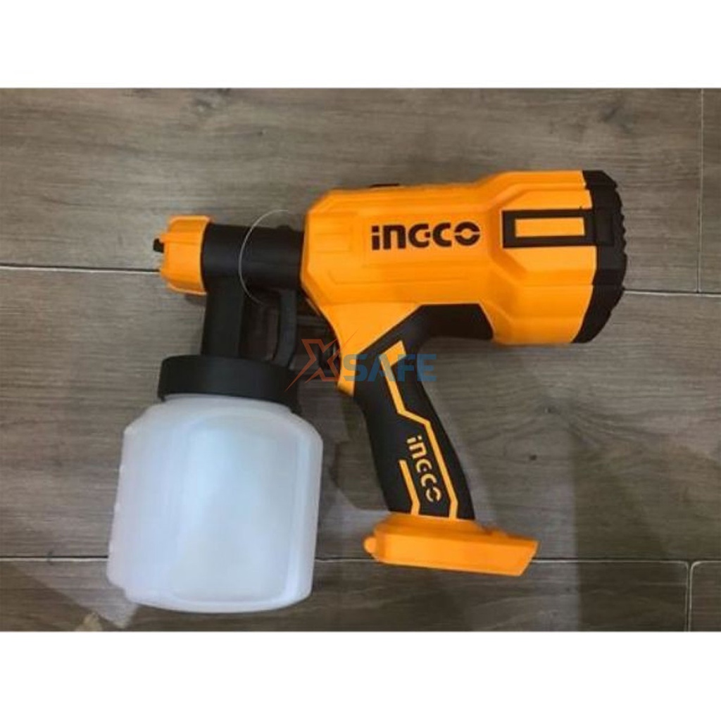 Súng phun sơn dùng pin Lithium 20V INGCO CSGLI2001 Súng sơn cầm tay kèm 1 cốc lường độ nhớt, 1 kim làm sạch vòi phun