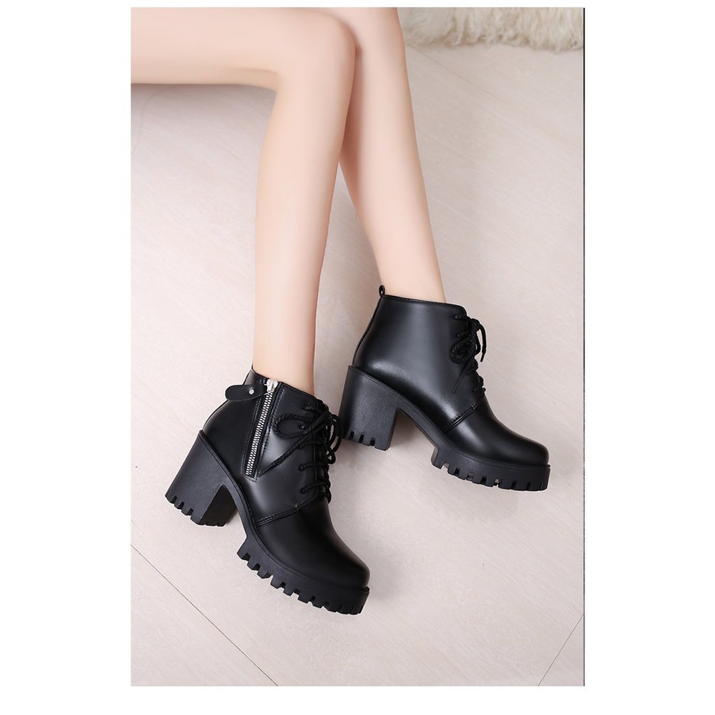 Giày Boot da nữ đế vuông cá tính B085 | BigBuy360 - bigbuy360.vn