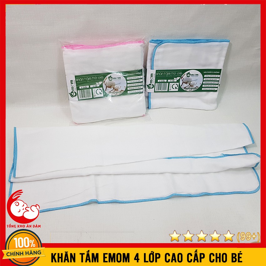 [GÓI 2 CHIẾC] Khăn Tắm Xô Sơ Sinh 4 Lớp Cao Cấp Emom - Khăn Xô 4 Lớp Cho Bé - BTT00686