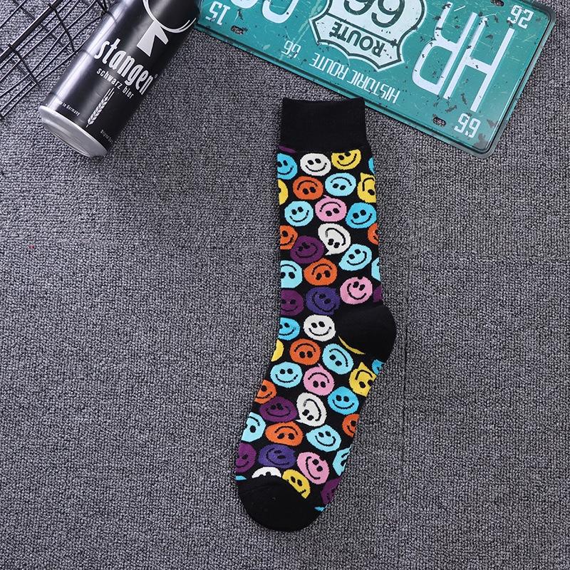 Vớ cotton thoáng khí hoạ tiết hình mặt cười biểu cảm hoạt hình đầy màu sắc dễ phối đồ hợp xu hướng cho cặp đôi
