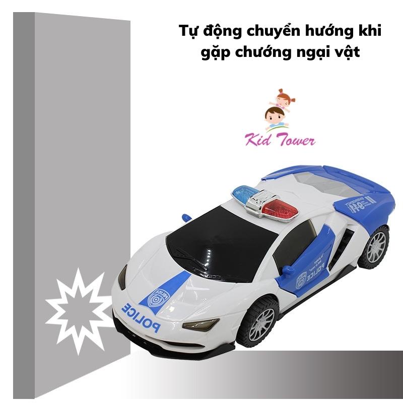 Ô tô đồ chơi cảnh sát xoay 360 tự động đánh lái có đèn có nhạc cực đẹp