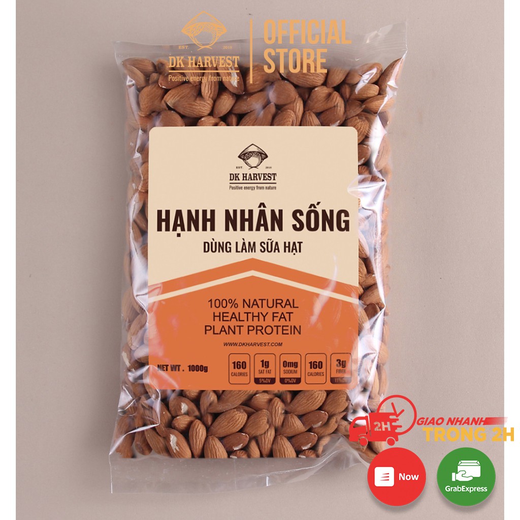 Hạt Hạnh Nhân Sống DK Harvest Nhập Khẩu Dùng Làm Sữa Hạt - Túi 500g - Hạt dinh dưỡng