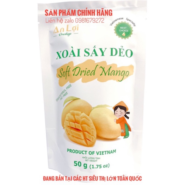 (Sỉ từ 10 gói giá 16.5k / gói) XOÀI SẤY DẺO AN LỢI 50G  부드러운 말린 망고  SOFT DRIED MANGO đặc sản Việt Nam ăn vặt