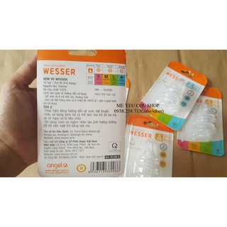 NÚM TY SILICONE CỔ HẸP WESSER - đủ size (katydang)