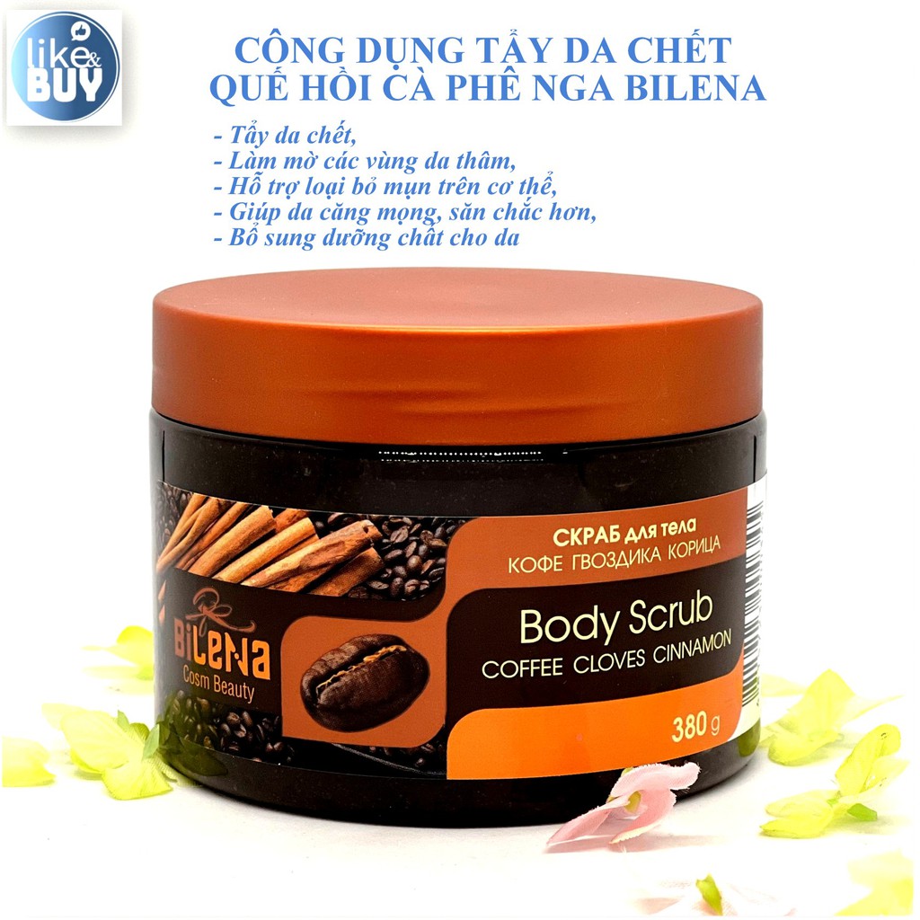 Tẩy da chết tế bào chết body quế hồi cà phê Nga hãng Bilena mẫu mới 380g - hàng ngoại Like&amp;Buy