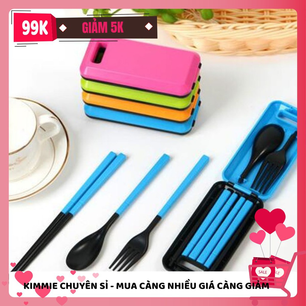 [MUA NHIỀU GIẢM GIÁ] [MÃ GIẢM KIMFAM5] Bộ đũa muỗng nĩa gấp gọn, kèm hộp - MSP6534