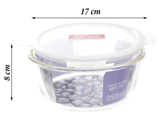 Hộp Thuỷ Tinh Chịu Nhiệt Lock&amp;Lock 950ml Cao Cấp - Hộp Đựng Thực Phẩm (Logo Pediasure)
