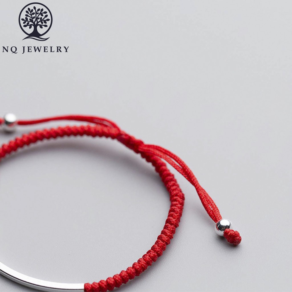 Vòng thắt dây đỏ ống bạc - NQ Jewelry