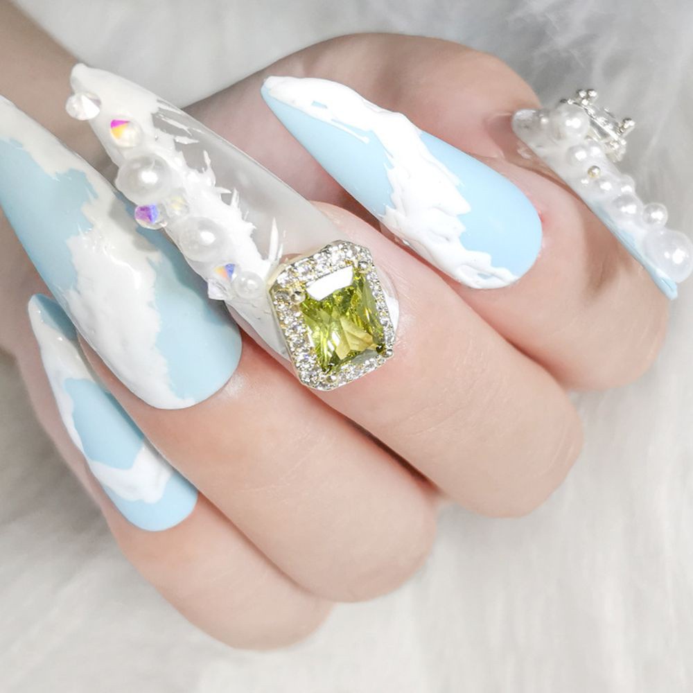 [Hàng mới về] Đá kim cương giả hình chữ nhật đính móng trang trí nghệ thuật 3D