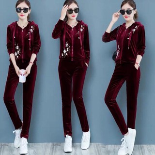 Bộ thể thao nữ chất Nhung Lụa hàng Quảng Châu