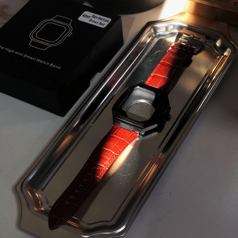 Dây Đeo Đồng Hồ Bằng Kim Loại Sang Trọng Cho iWatch Band + Case iWatch series 8 7 SE 6 5 4 45mm 44mm