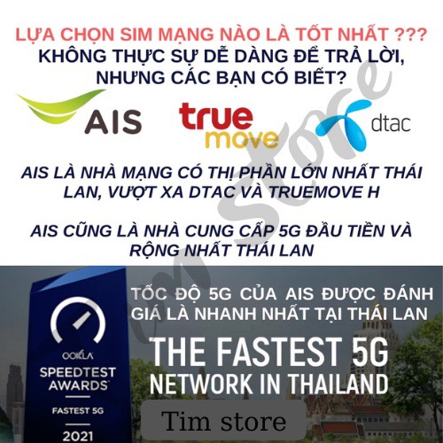 Sim du lịch Thái Lan AIS TRAVELER 15GB tốc độ 5G nghe gọi nội mạng không giới hạn