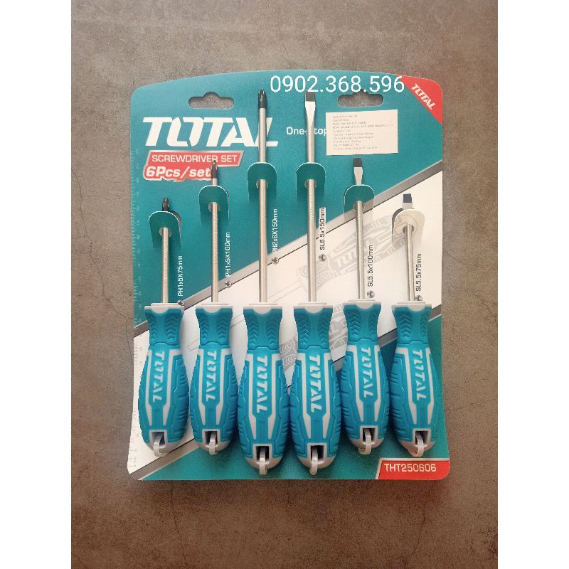 Bộ 6 tua vít cáng cao su mềm TOTAL THT250606