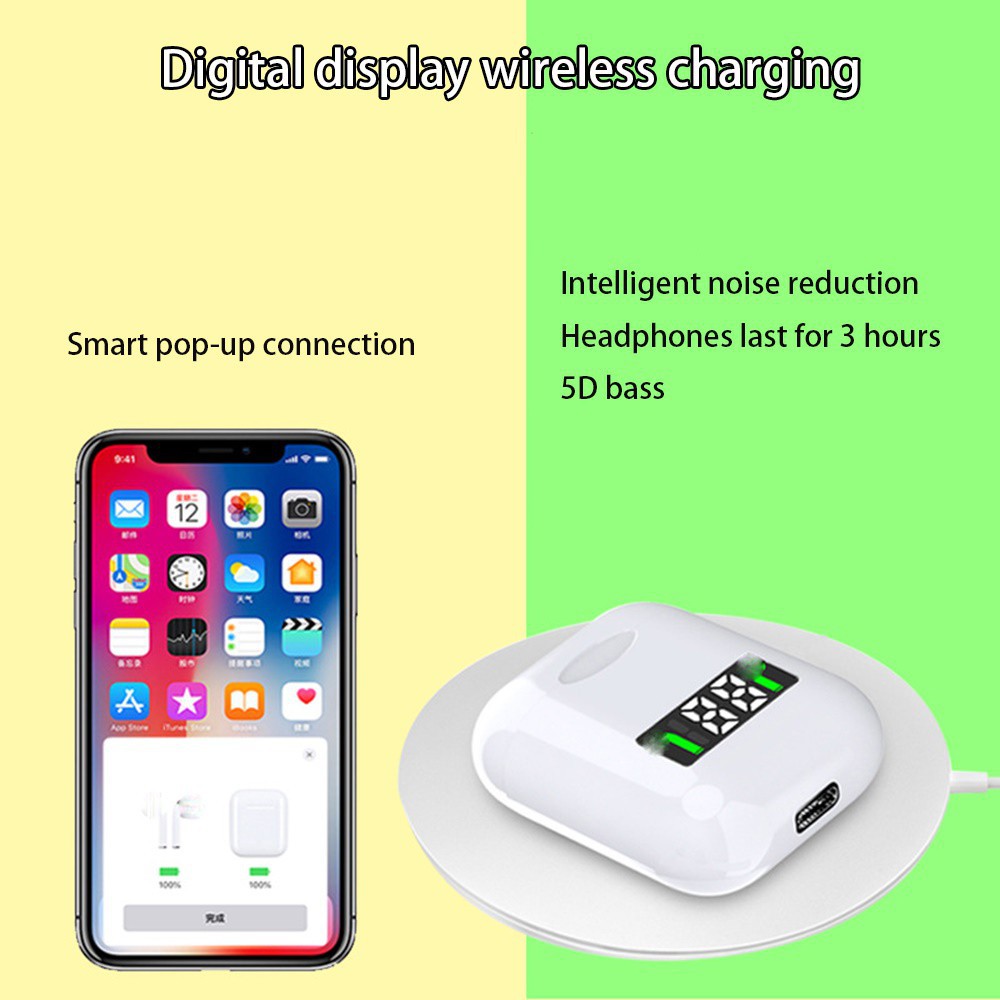 Tai nghe bluetooth i99 hỗ trợ sạc không dây có đèn led hiện thị pin | BigBuy360 - bigbuy360.vn