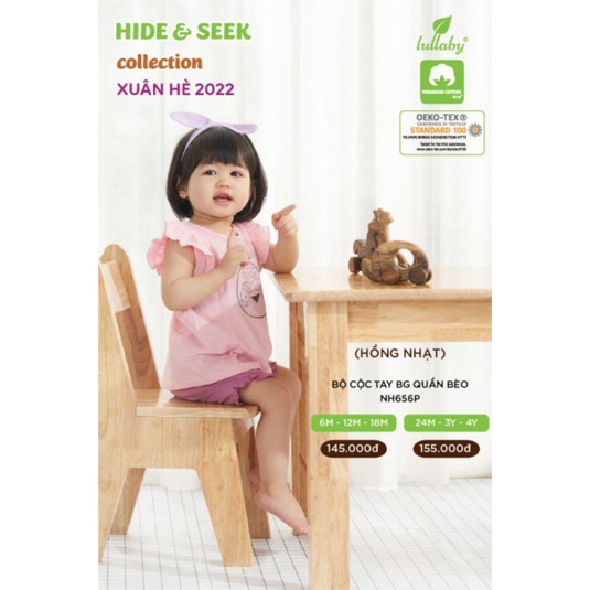 (2022) Bộ cộc tay bé gái Lullaby quần bèo NH656P