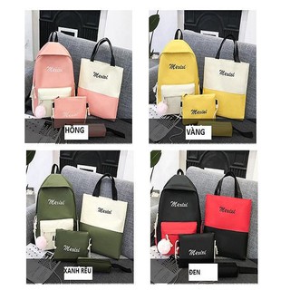 Set balo họcsinh viên 4 món siêu rẻ, tiện lợi hàng qc
