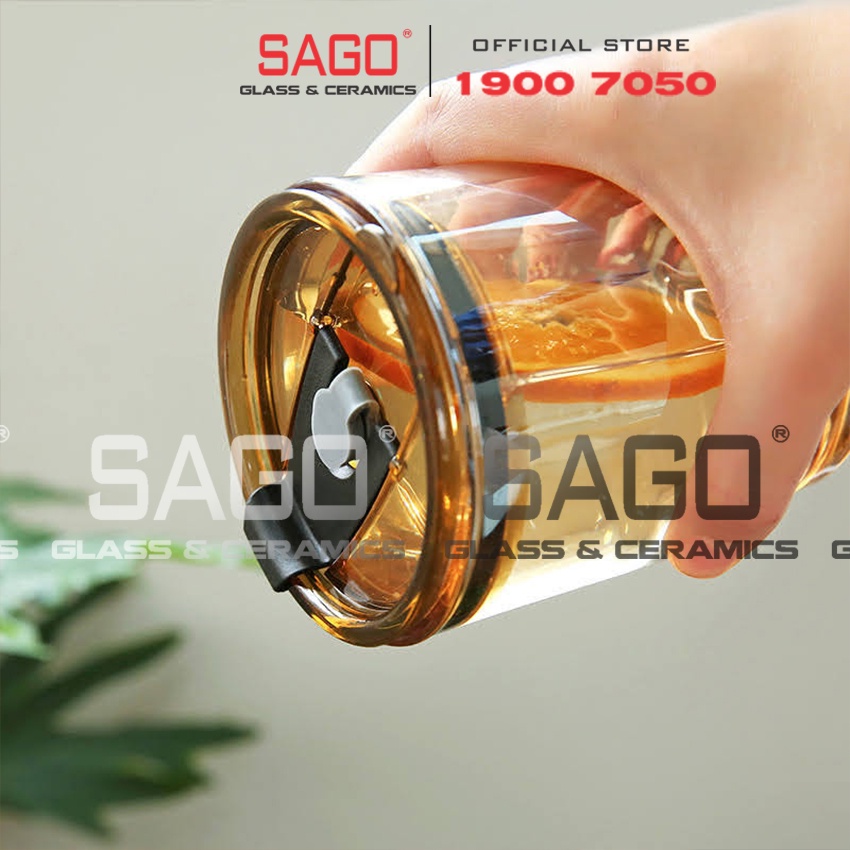 [ Siêu Hot ] Ly Thủy Tinh Hai Tầng INS Water Cup 400ml Có Nắp | Tùy Chọn Có Bao Da và Óng Hút Thủy Tinh