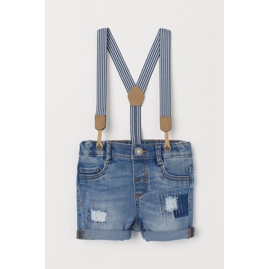 Auth- Quần Short Jean HM kèm đai bé trai