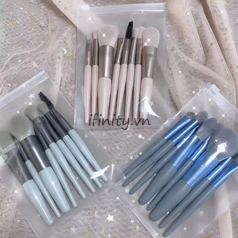 Bộ 8 cọ trang điểm đánh phấn má hồng, phấn phủ, kem che khuyết điểm, phấn mắt chuyên nghiệp