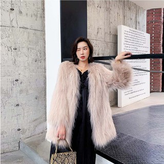𝐇𝐀̀𝐍𝐆 𝐂𝐀𝐎 𝐂𝐀̂́𝐏. Áo lông dáng dài dệt giả lông cáo (CLIP ẢNH THẬT)