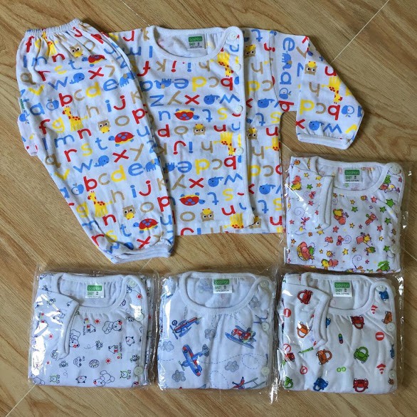 SET 3 BỘ ĐỒ DÀI BOSHON CHO BÉ SƠ SINH SIZE 4-10KG (có cả tay dài và tay ngắn)