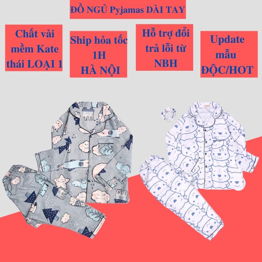 Đồ ngủ nữ mặc nhà pijama dài tay [XẢ HÀNG] HATIBO ở cữ sau sinh, bộ quần áo ngủ loại 1 mềm mát bigsize