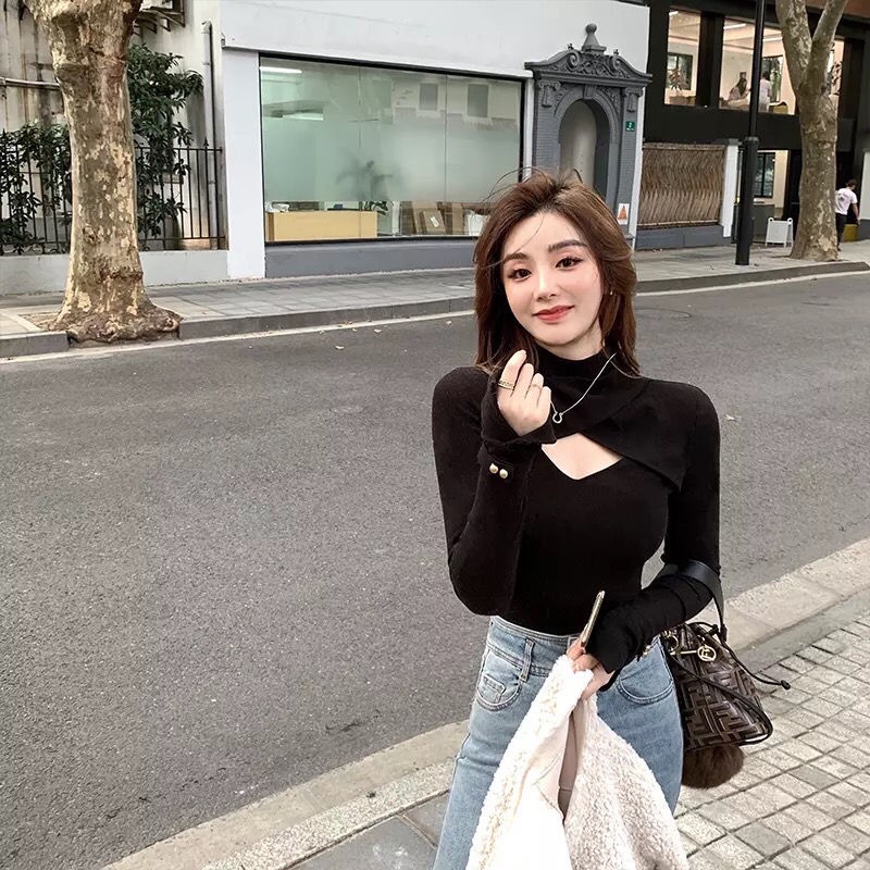 Áo thun tay dài màu sắc thời trang thu đông cho nữ 2021