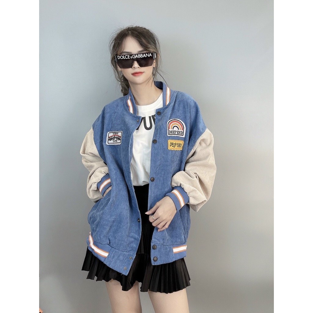 Áo Khoác Nhung Tăm, Áo Khoác Bomber UNISEX họa tiết cầu vồng. | BigBuy360 - bigbuy360.vn