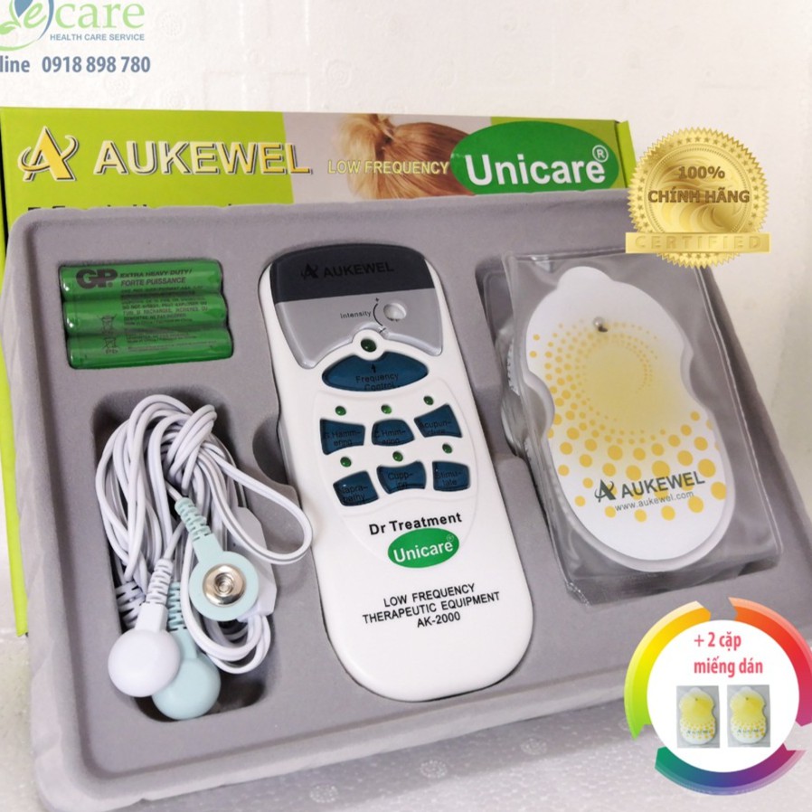 ComBo Máy Massage trị liệu xung điện thương hiệu Đức Aukewel AK-2000 và 2 cặp miếng dán