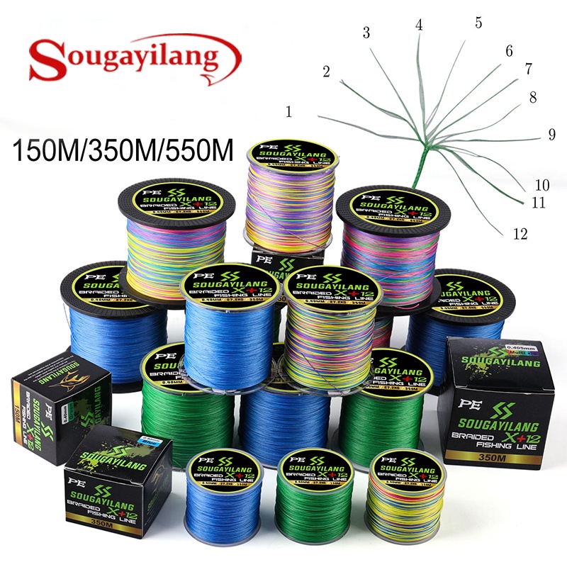 SOUGAYILANG Cuộn Dây Câu Cá Bện 12 Sợi 150M 350M 550M Chất Liệu PE Siêu Bền