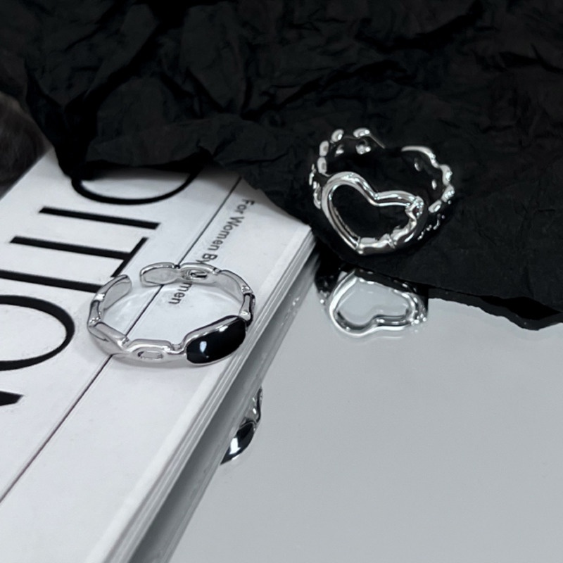 Nhẫn Hở Hình Trái Tim Phong Cách hip hop Hàn Quốc Kiểu Dáng Mới