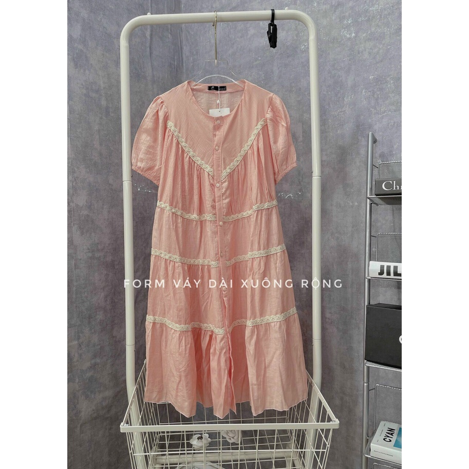 (Sale FreeShip) Đầm babydoll nữ đi chơi,đầm đũi tay phồng thiết kế tầng phối ren,bầu bí bon chen