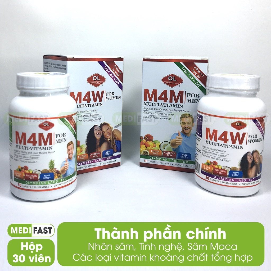 Vitamin tổng hợp và khoáng chất Cho Nam Nữ Olympian Labs M4W Multi Vitamin For Women - M4M Multi Vitamin For Men Hộp 30v