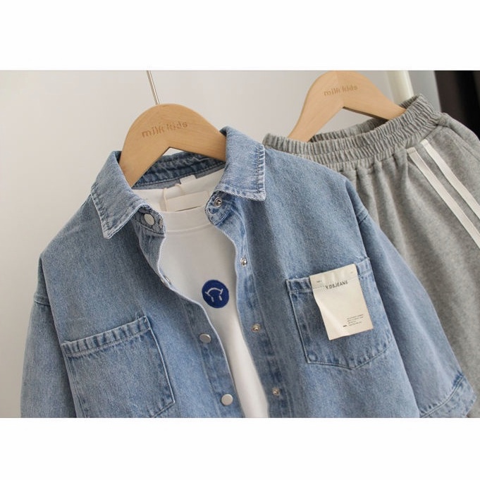 Áo Khoác Cotton Tay Dài Dáng Rộng Thời Trang Mùa Hè Hàn Quốc Cho Bé Trai 4-10 Tuổi