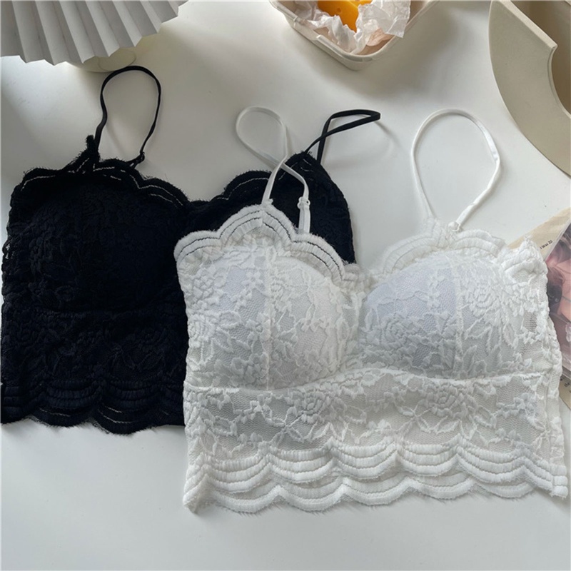 Áo Lửng Hai Dây Cổ Chữ V Phối Ren Hoa Có Mút Đệm Ngực Thời Trang Mùa Hè Quyến Rũ Dành Cho