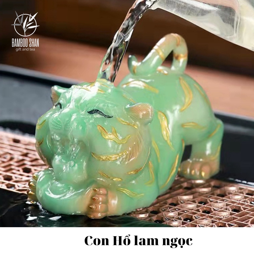 NĂM HỔ - TRANG TRÍ BÀN TRÀ ĐẠO - CON HỔ MÀU NGỌC - ĐỔI MÀU -  TEST ĐỘ NÓNG NƯỚC PHA TRÀ