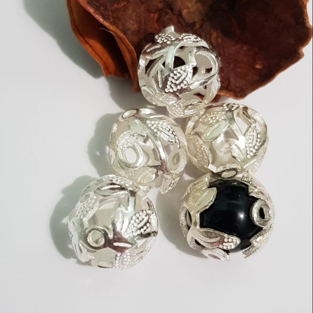 Charm bạc bọc hạt 10 li và 12 li