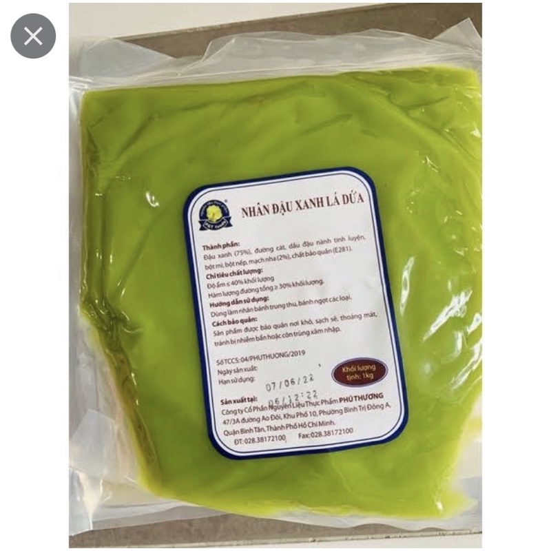Nhân bánh Trung Thu Phú Thương 1kg/gói, đậu xanh, khoai môn, sầu riêng, dừa, lá dứa, hạt sen, trà xanh