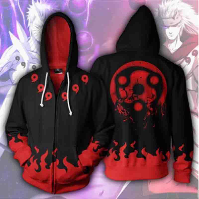 Áo Khoác Hoodie Tay Dài Có Khóa Kéo In Hình Naruto