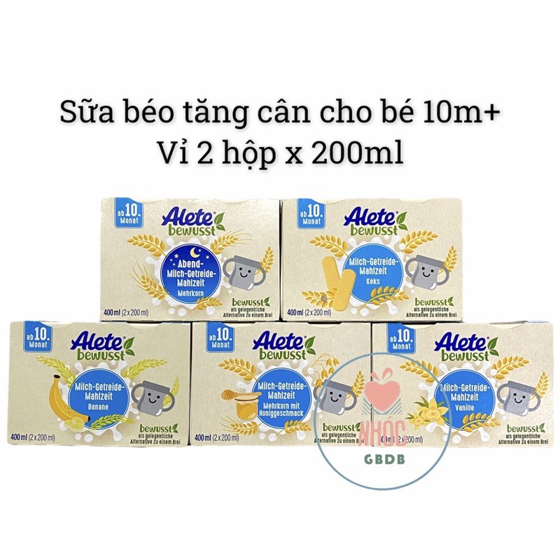 Sữa nước béo Alete cho bé 10m+ mẫu mới (vỉ 2h*200ml)