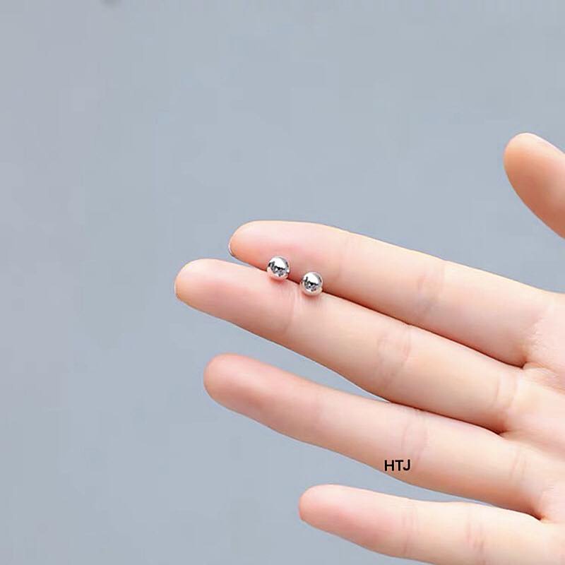 bông tai nụ chấm tròn - nụ bóng bạc ta