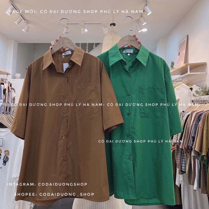 Áo sơ mi cộc tay túi ngực 3 màu dáng rộng trẻ trung cá tính/ Áo sơ mi học sinh phom thụng ulzzang dễ phối đồ_ranstore
