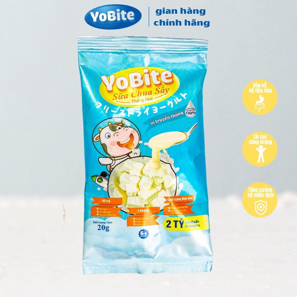 Sữa chua khô Yobite Vị truyền thống 20gr Sữa chua ăn dặm hỗ trợ tiêu hóa  tăng sức đề kháng Sữa chua sấy thăng hoa